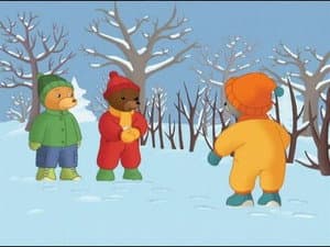 Little Brown Bear makes some snowballs